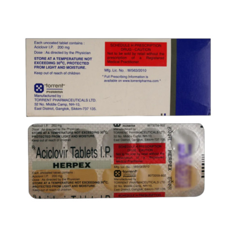 Herpex 200 tablets blister strip close-up