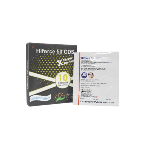 Hiforce ODS 50mg (Sildenafil Citrate) branded carton with white disintegrating strips