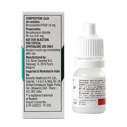 Azopt eye drops 1 percent brinzolamide ophthalmic suspension USP back view composition details 5ml Cipla