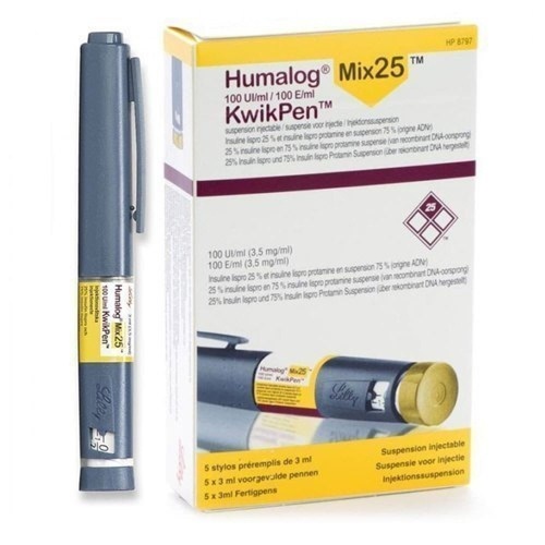 Humalog Mix 25 KwikPen 100IU/ml front box packaging