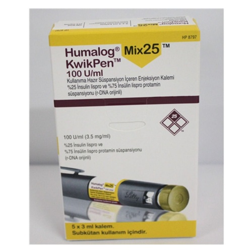 Humalog Mix 25 KwikPen 100IU/ml pen with outer carton