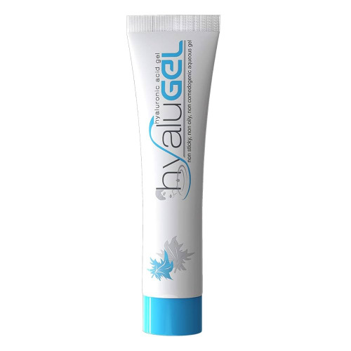 Hyalugel Gel 1% single white tube with blue cap and label