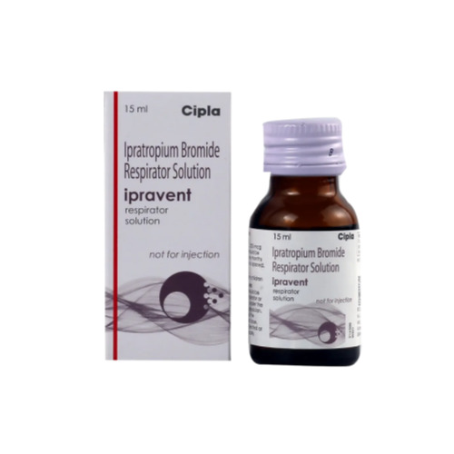 Ipravent 250 Respirator Solution (Ipratropium 250mcg) 15ml brown glass bottle with Cipla carton box