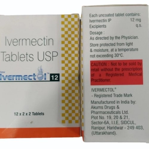 Ivermectol 12 (Ivermectin) side view of outer box showing printed instructions and red label