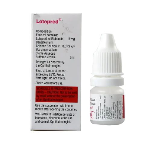 Lotepred Eye Drops 0.5% 5ml bottle and box back composition details