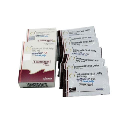 Kamagra FX Oral Jelly 100mg box with sachets display