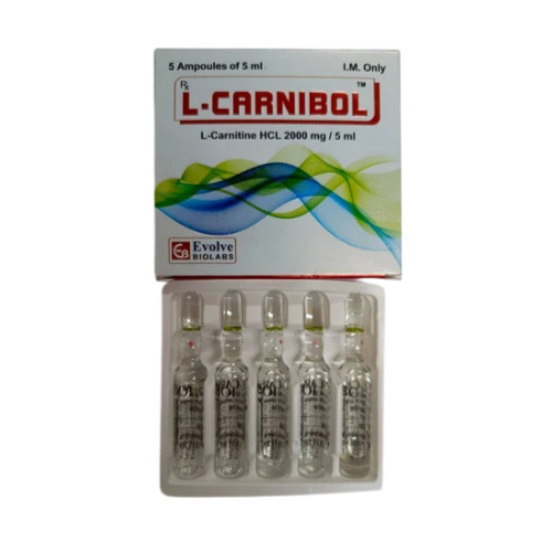L-Carnibol Injection 2000mg 1ml clear glass ampoules with outer carton box