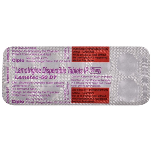 Lametec 50 DT blister strip showing dispersible tablets