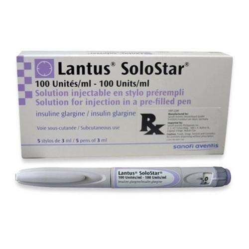 Lantus Solostar 100IU/ml insulin glargine prefilled pen with outer carton box