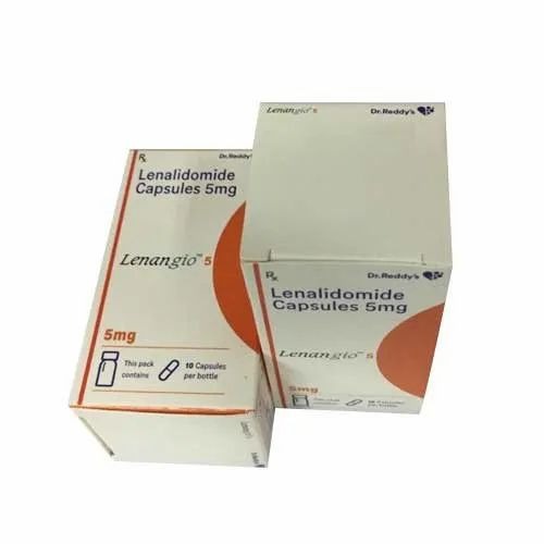 Lenangio 5 (Lenalidomide) 5mg 10 capsules two carton boxes stacked side display for multiple myeloma medication online pharmacy