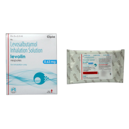 Levolin 0.63mg (Levosalbutamol) foil pouch pack containing individual respules