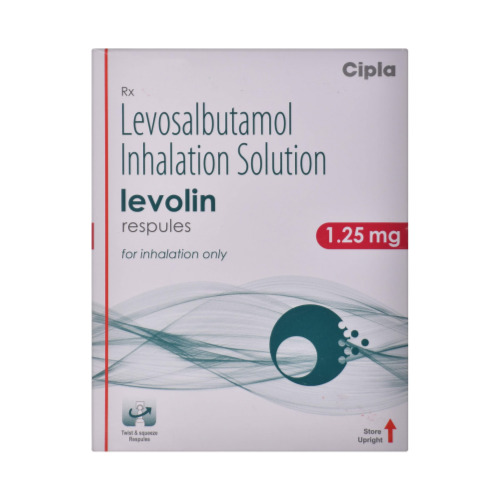 Levolin 1.25mg (Levosalbutamol) respules box packaging for inhalation solution