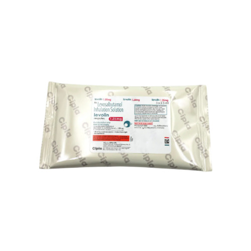Levolin 1.25mg (Levosalbutamol) foil pouch pack containing individual respules