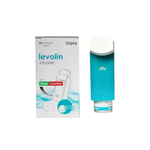 Levolin 50mcg (Levosalbutamol) full pack with box and inhaler device displayed together