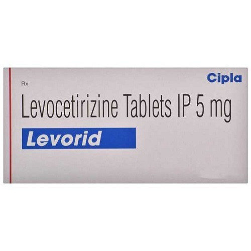 Levorid 5 tablets box with blister pack side view