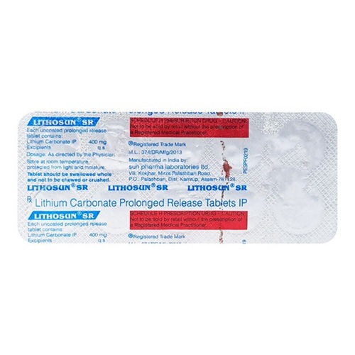 Lithosun SR 400 100 Tablets blister strip close-up
