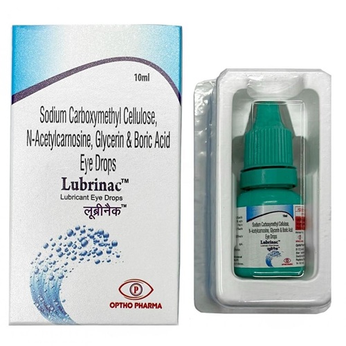 Lubrinac Eye Drops 10ml pack – box with dropper bottle in protective tray