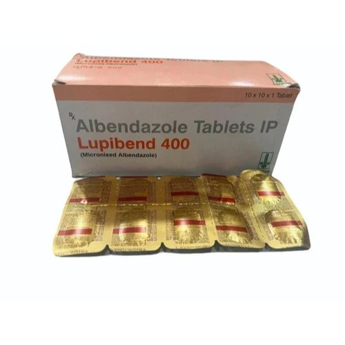 Lupibend 400 (Albendazole) 400mg 100 tablets blister packs with branded carton packaging for roundworm, hookworm, and tapeworm therapy online pharmacy