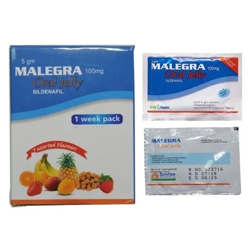 Malegra Oral Jelly 100mg sachet strip packaging