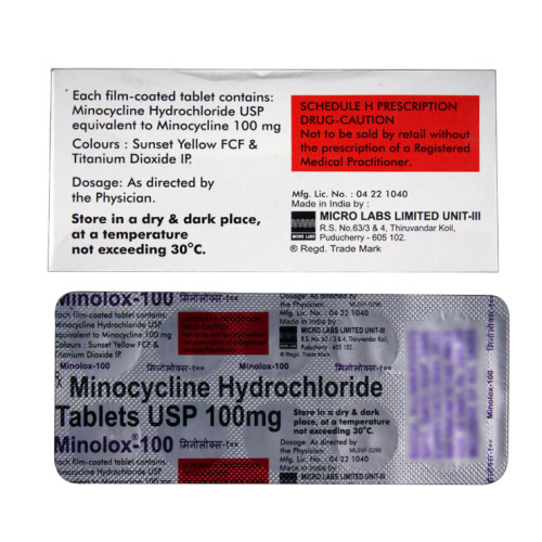 Minolox 100mg tablets blister strip close-up