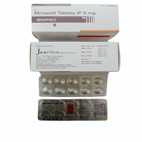 Minpro 5 blister strip with tablets