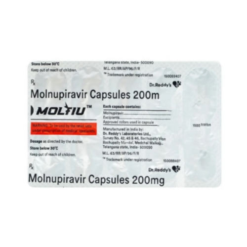 Molflu 200mg capsules blister strip close-up