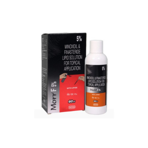 Morr F 5% Solution 60ml box with bottle placed beside, label and packaging visible