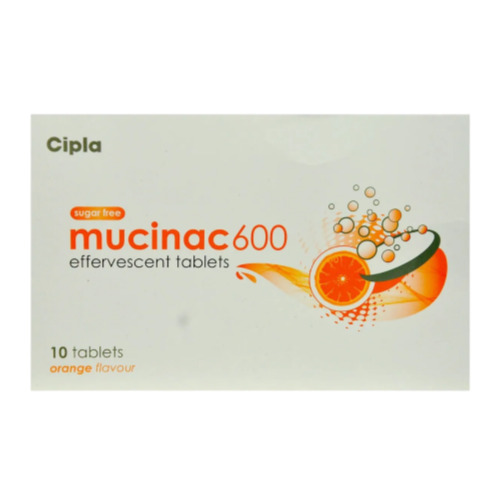 Mucidax 600 effervescent tablets front box packaging