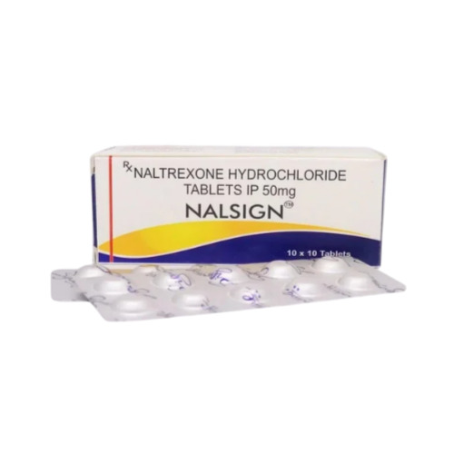Nalsign 50 naltrexone hydrochloride tablets with packaging box and blister strip