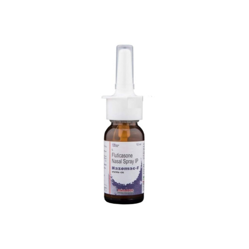 Nazomac-F Nasal Spray 120 MDI brown glass bottle with white nasal applicator