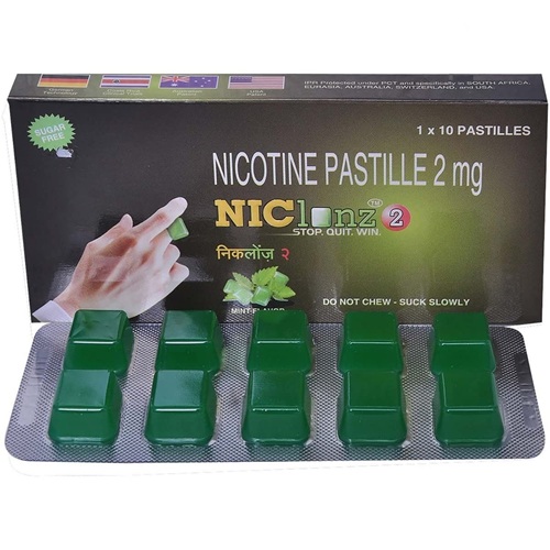Niclonz 2mg box opened displaying blister pack, angled shot with product name readable