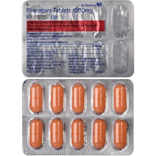 Blister strip of Nootropil 1200mg tablets placed separately
