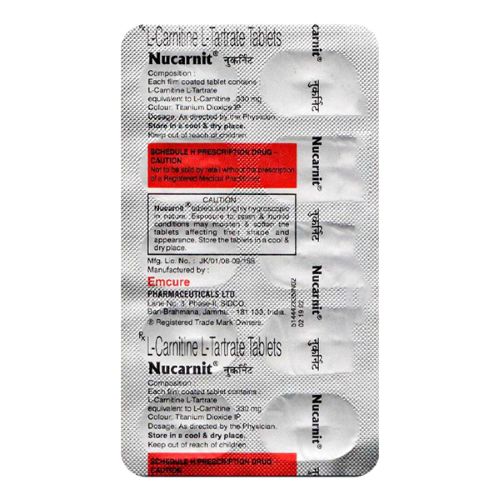 Nucarnit 330 tablets front box packaging with 100 tablets
