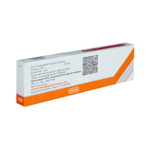 Obelit 60mg (Orlistat) branded carton with dosage information and barcode