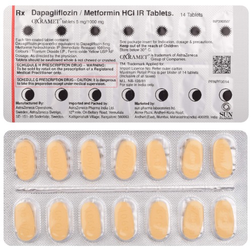 Oxramet 5/1000mg blister strip with tablets