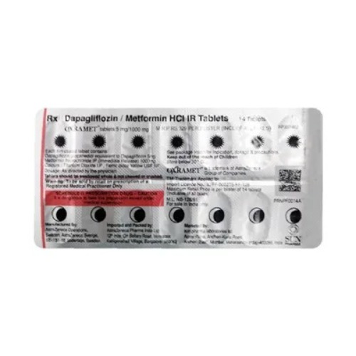 Oxramet 5/1000mg 56 tablets back side packaging