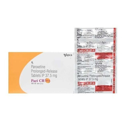 Pari CR 37.5 box packaging with 150 tablets paroxetine controlled-release, SSRI antidepressant for depression, anxiety, and OCD, online pharmacy ZarvyPharm