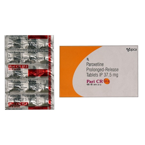 Pari CR 37.5 silver blister packaging with paroxetine extended-release tablets, long-term SSRI therapy for mood stabilization and anxiety relief, ZarvyPharm online pharmacy