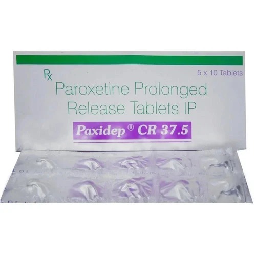 Paxidep CR 37.5 silver blister packaging with paroxetine extended-release tablets, long-term SSRI therapy for mood stabilization and anxiety relief, ZarvyPharm online pharmacy