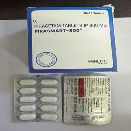 Silver blister pack of Pirasmart 800mg tablets showing pill alignment and dosage print