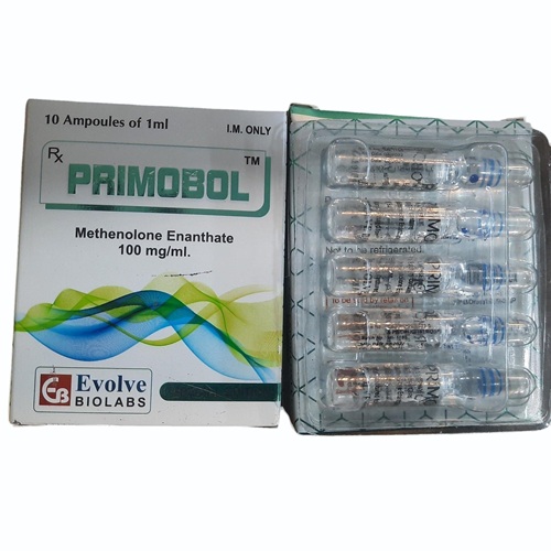 Primobol 100mg injection 10 ampoules in plastic tray with product box, long-acting injectable steroid medication