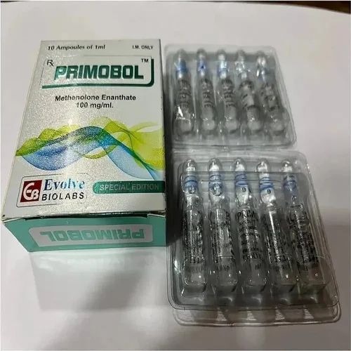 Primobol 100mg injection ampoules stacked in rows with box packaging, anabolic steroid for muscle growth and performance