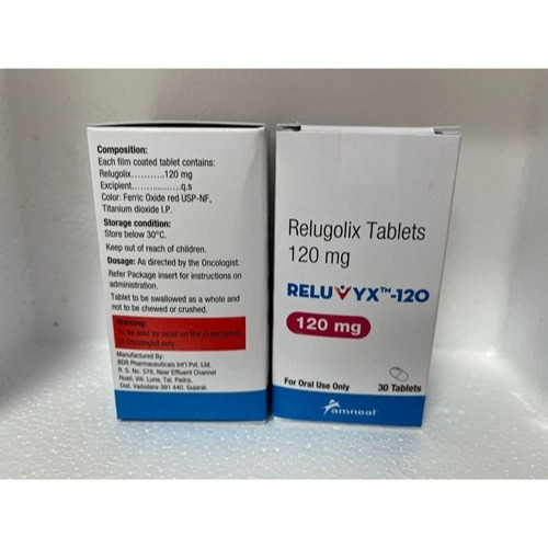 Reluvyx 120 30 tablets branded box with details relugolix hormone therapy online pharmacy