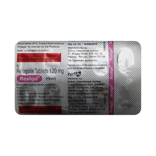 Rexigo 120 30 tablets silver blister pack relugolix hormone therapy online pharmacy