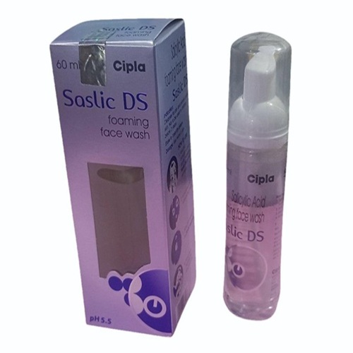 Saslic DS Foaming Face Wash 60ml bottle with box, advanced acne and pore cleansing face wash