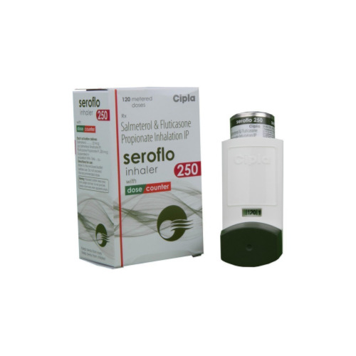 Seroflo 250 Inhaler (Salmeterol + Fluticasone Propionate) 120 MDI Cipla box with inhaler device