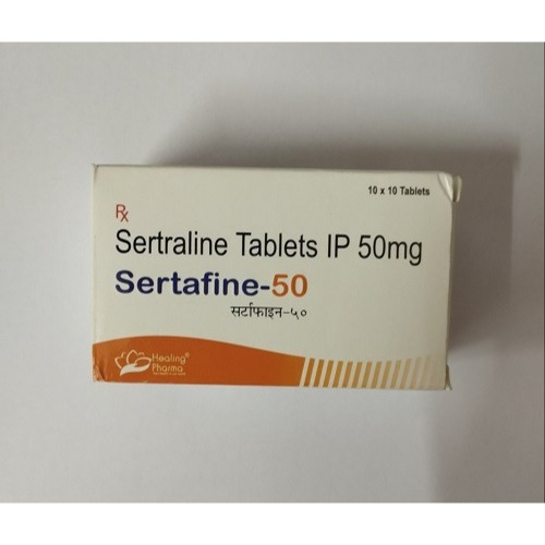 Sertafine 50 tablets box with blister pack side view