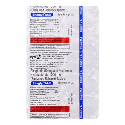 Sitaglyn M 50/1000 blister strip with tablets
