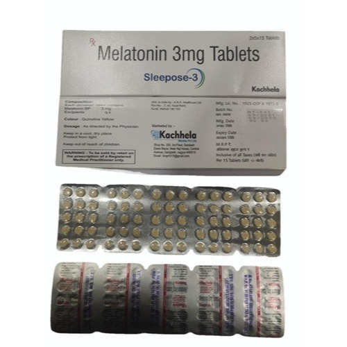 Sleepose 3mg (Melatonin) 100 tablets silver blister strips with dosage imprint, online pharmacy supplement for improved sleep cycle and relaxation