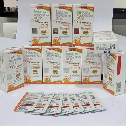 Super Kamagra Oral Jelly 160mg box with sachets display